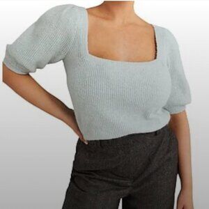 BNWT Boden Fluffy Jumper Square Neck, Puff Sleeve Mohair & Wool Blend M